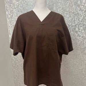 Cherokee Brown V-Neck Scrub Top Size Medium